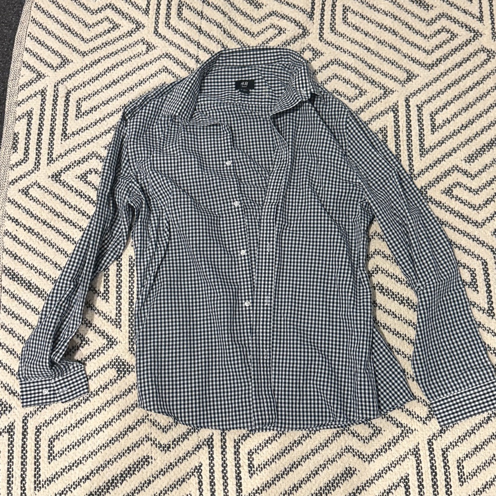 H&M Navy and White Checkered Shirt